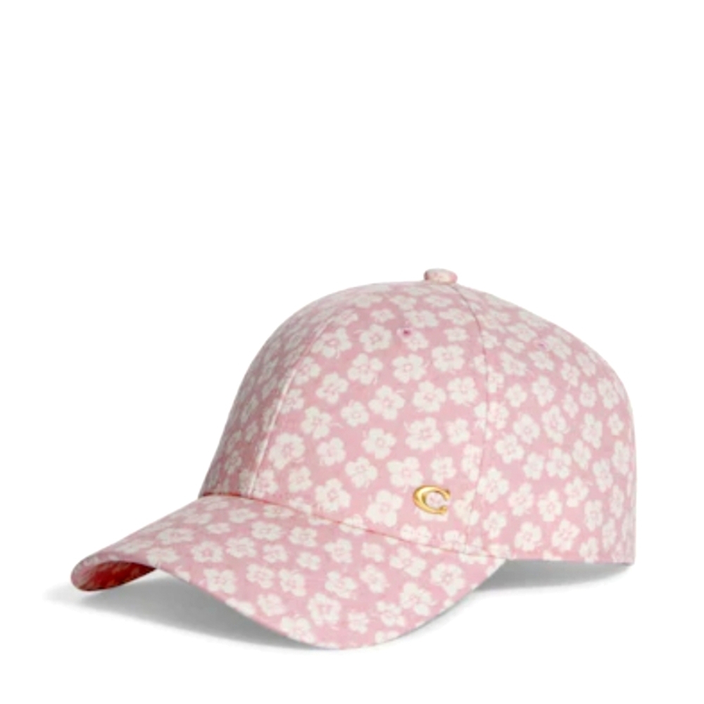 COACH PINK BASEBALL CAP WITH GRAPHIC DITSY PRINT ADJUSTABLE